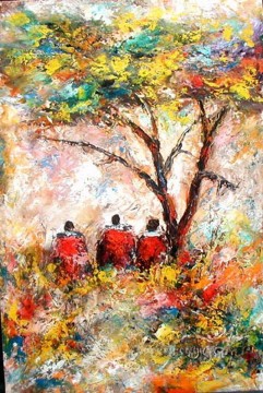 Ogambi Sitting Under Tree with texture Oil Paintings